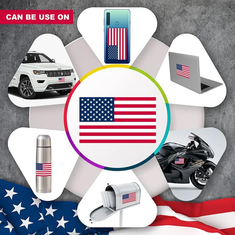 IGNIXIA American Flag Decal, USA Flag Car Stickers 5x3 Inches American Flag Sticker (Pack of 10) Support US Military Waterproof Bumper Stickers, USA Window Stickers (USA Flag) - Image 2